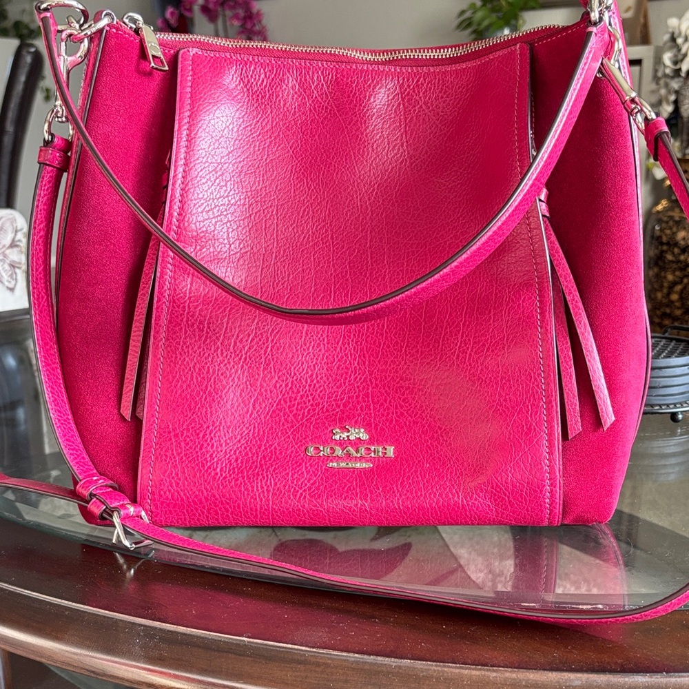 Coach Fuchsia Leather Shoulder and crossbody Bag